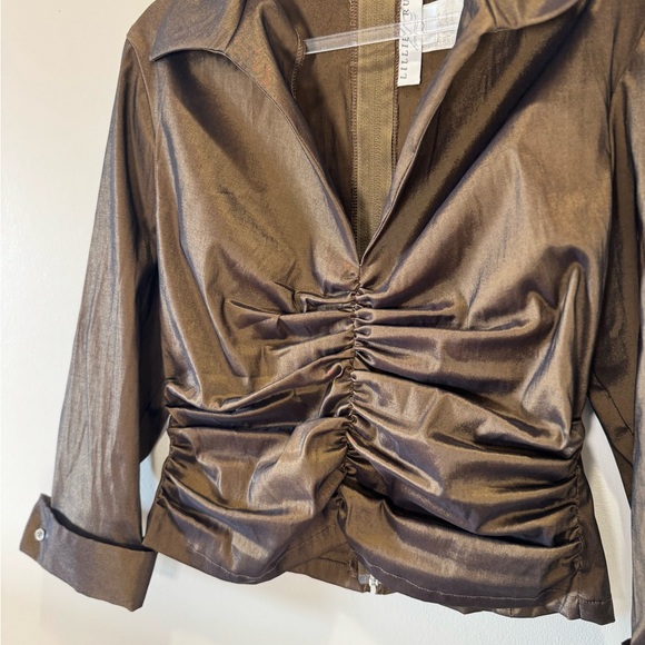VTG Lillie Rubin Chocolate Satin Top, Size 14 - Picture 2 of 7